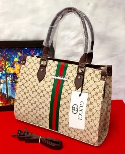 Luxury elegant designer tote bag print and signature green red stripe style